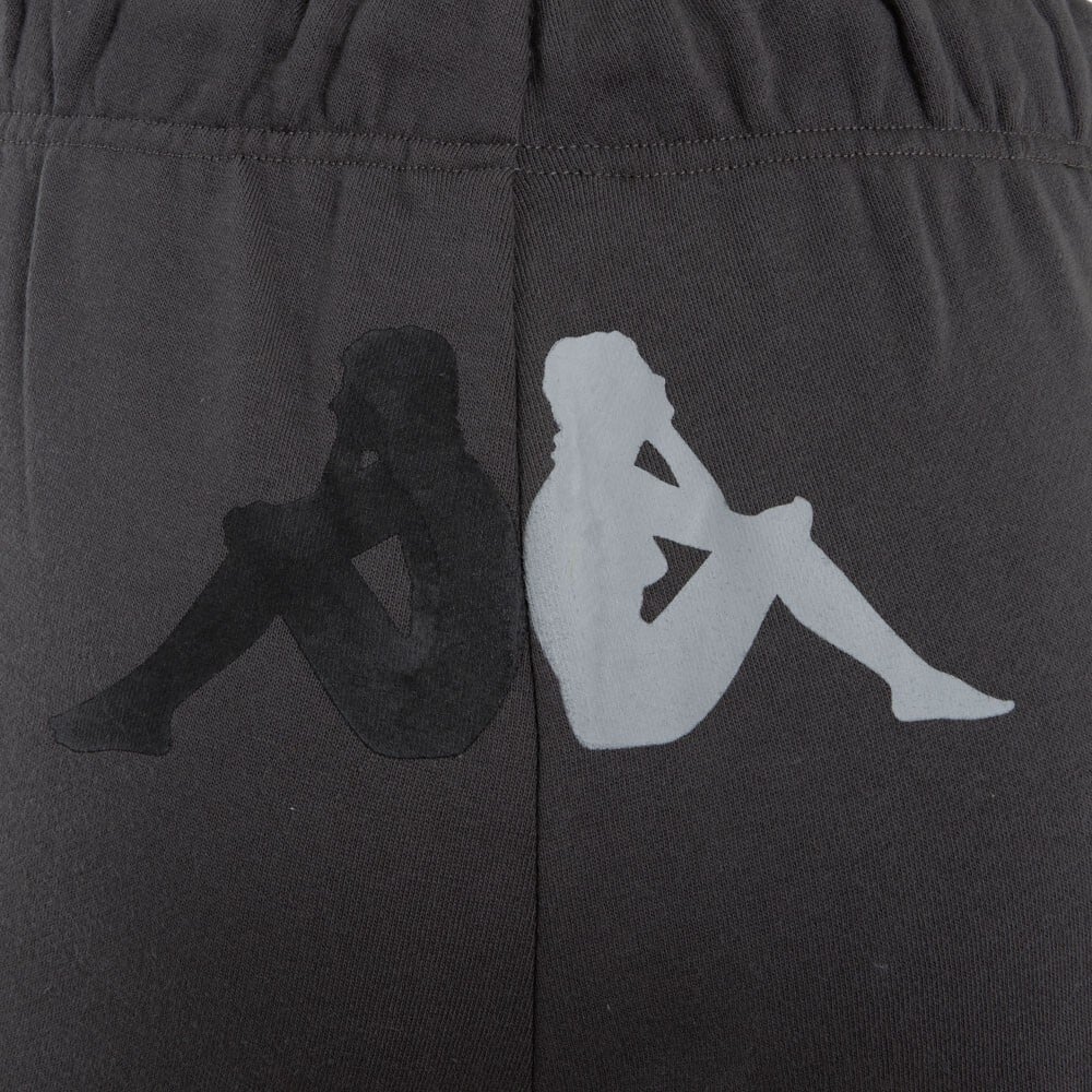 PANTALÓN DE BUZO MUJER KAPPA GREY LOGO BACK BLACK WHITE - 7