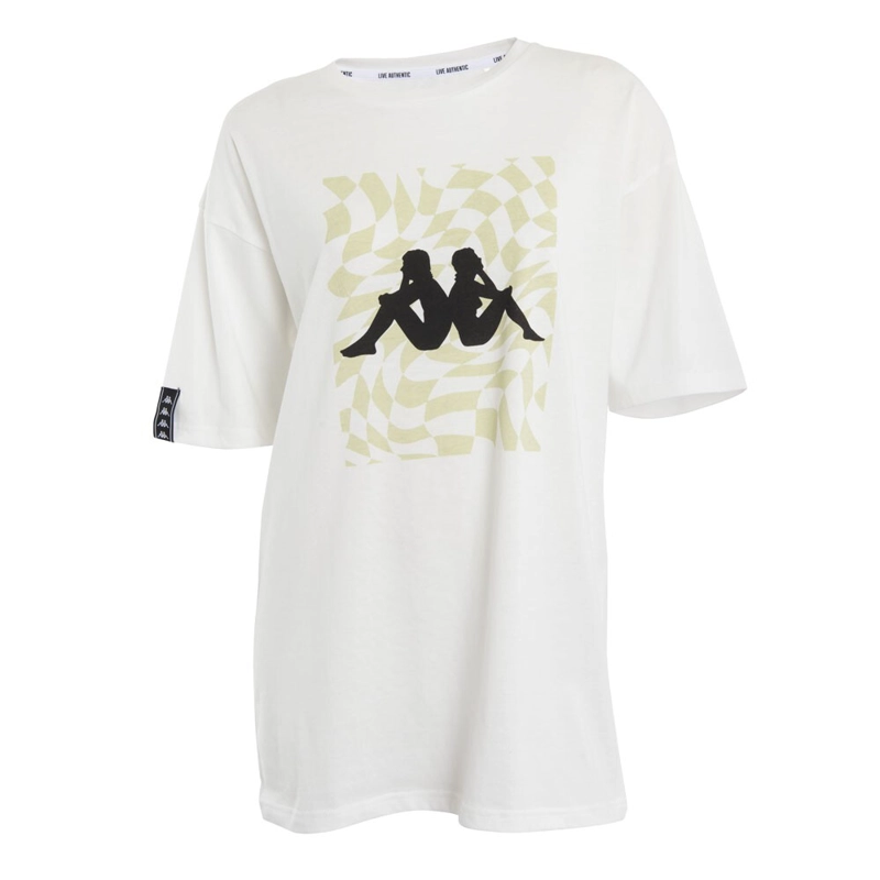 POLERA WOMEN OVERSIZE WHITE PRINT BLACK GREEN - 1
