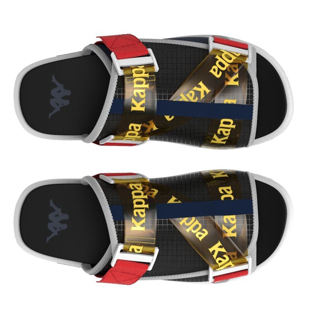 SANDALIAS UNISEX KAPPA AUTHENTIC MITEL BLACK YELLOW RED - 2