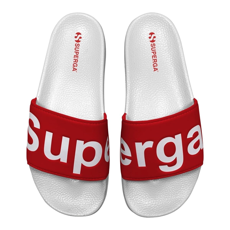 SANDALIAS MUJER SUPERGA 1908 SLIDES POLYSOFT WHITE RED - 1