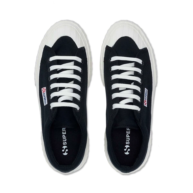 ZAPATILLAS MUJER SUPERGA URBANAS NEGRO S5111SWA6M 2631 STRIPE PLATFORM BLACK WHITE - 4