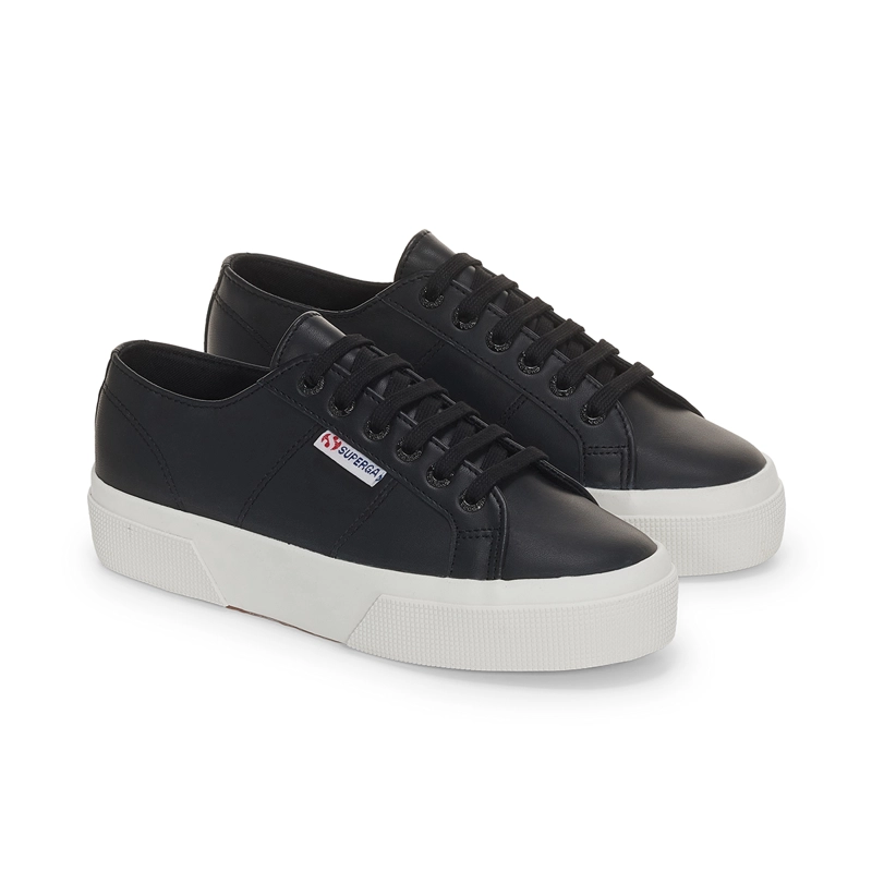 ZAPATILLAS MUJER SUPERGA URBANAS NEGRO S3141HWADT 2740 PLATFORM NAPPA BLACK WHITE - 2