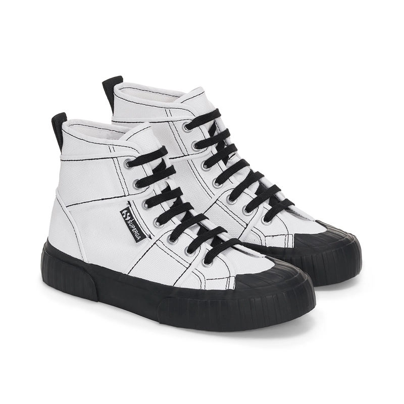 ZAPATILLAS MUJER SUPERGA URBANAS BLANCO S6133LWAEI 2696 STRIPE CL PANELS WHITE BLACK - 2