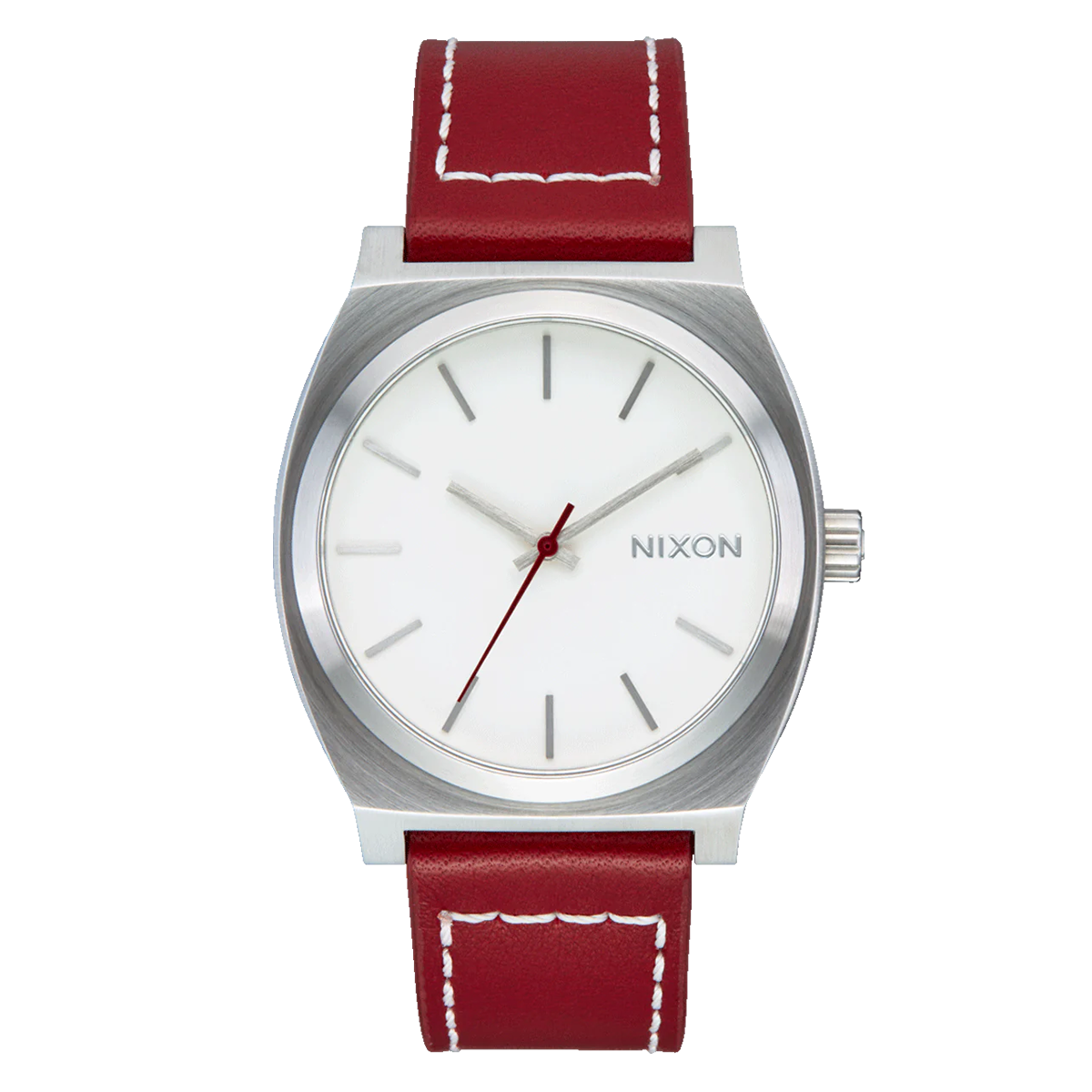 RELOJ TIME TELLER LEATHER SILVER EGRET CRANBERRY - 1