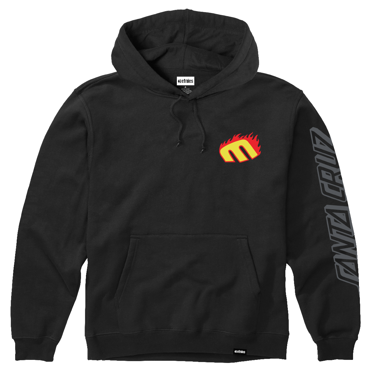 POLERON ETNIES SANTA CRUZ FLAME HOODIE BLACK - 1