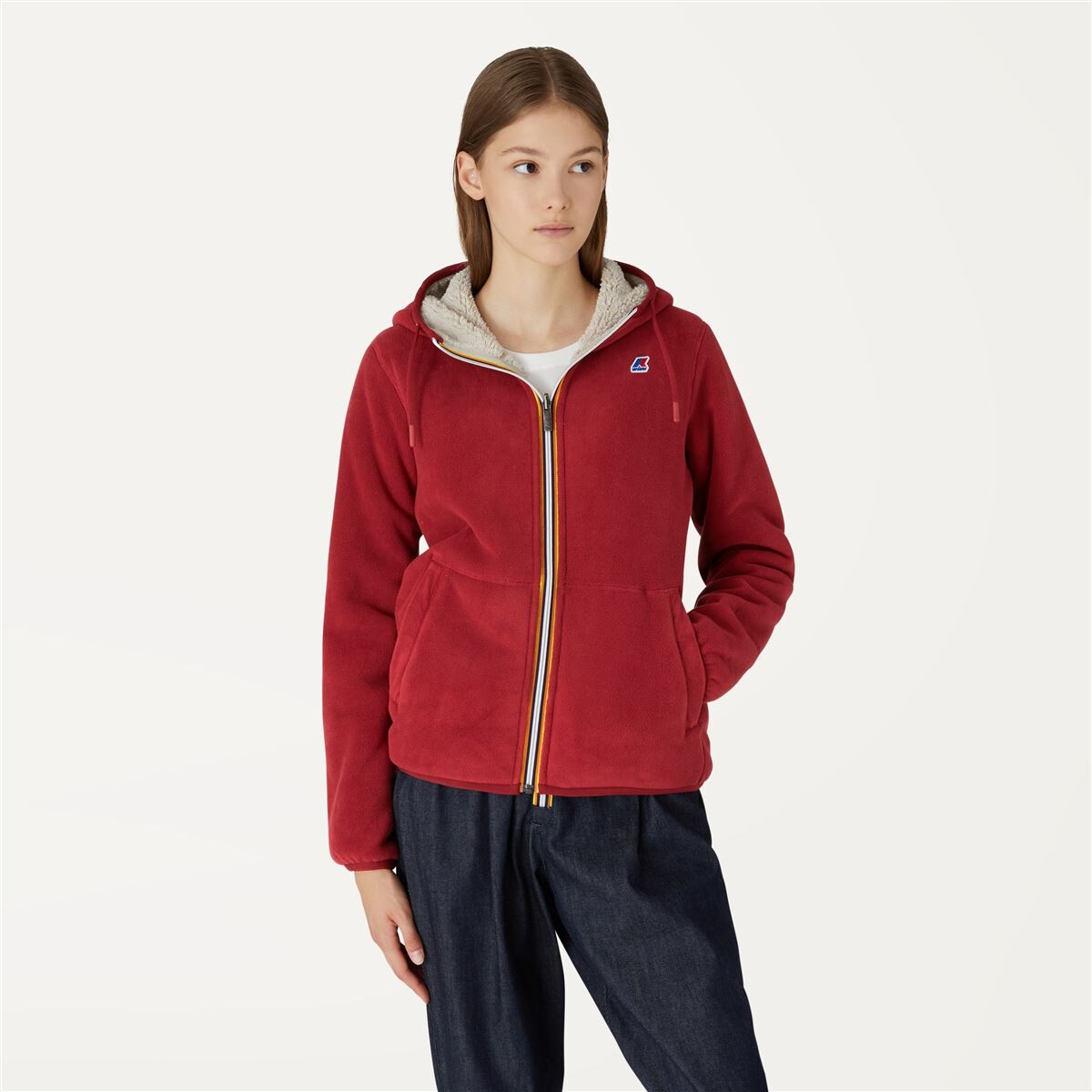 POLAR WOMEN REVERSIBLE K-WAY LILY RED DARK BEIGE GREY - 3