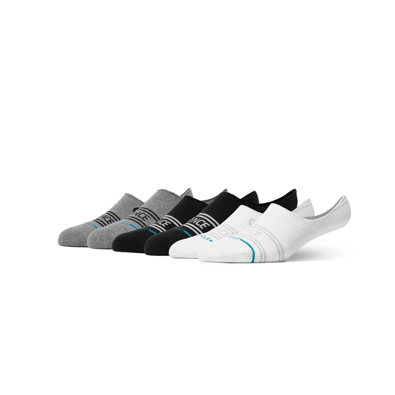STANCE SOCK MEN BASIC 3 PACK NO SHOW BLACK GREY WHITE - 2