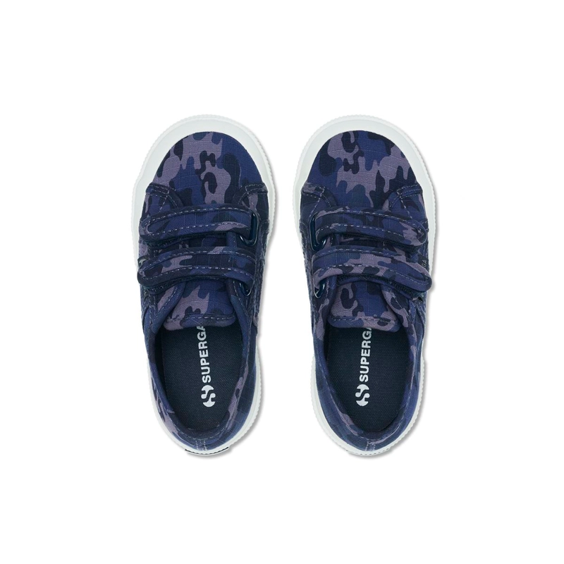 ZAPATILLA SUPERGA KIDS 2750 STRAPS CAMO BLUE GREY - 4