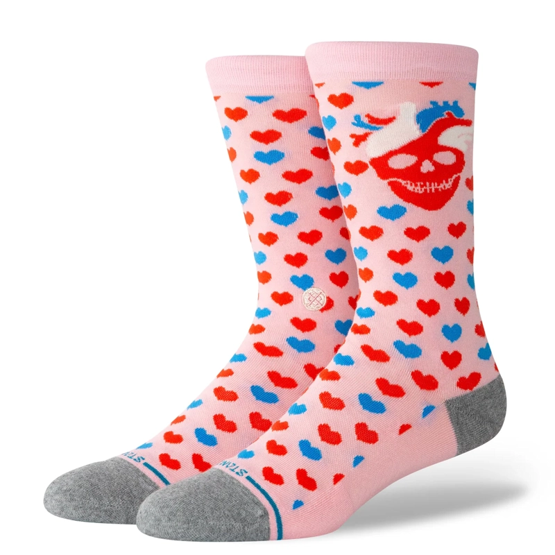 STANCE SOCK HEARTED CREW PINK - 1