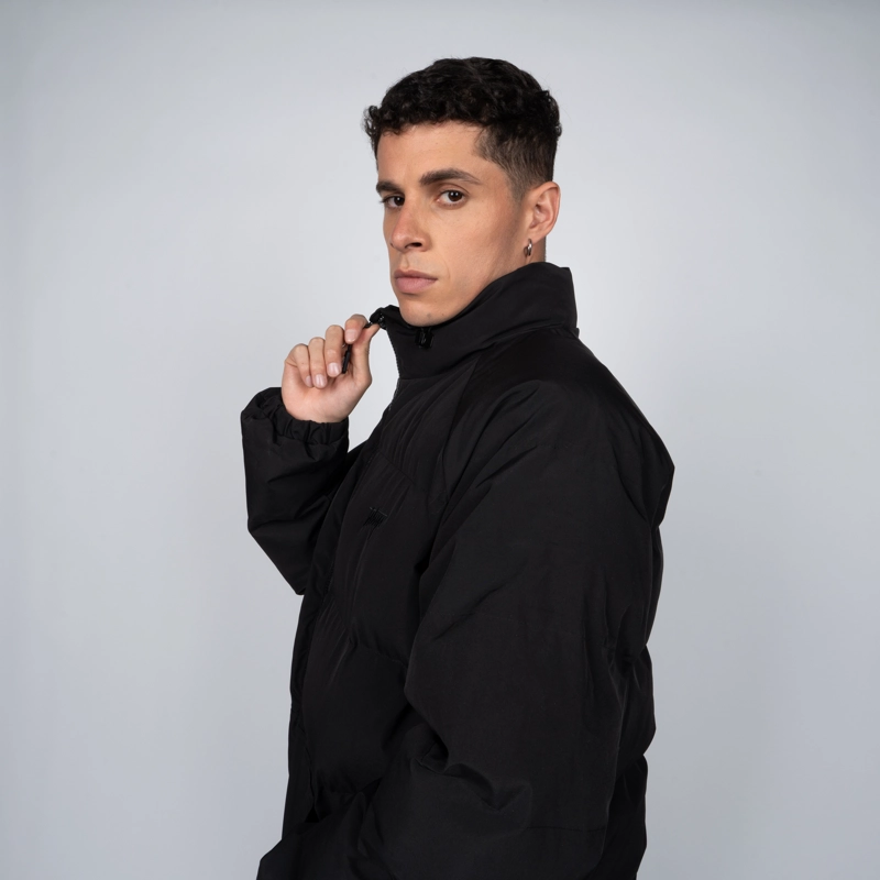 PARKA WHATUP MEN FULL ZIPPER ALL BLACK - 3