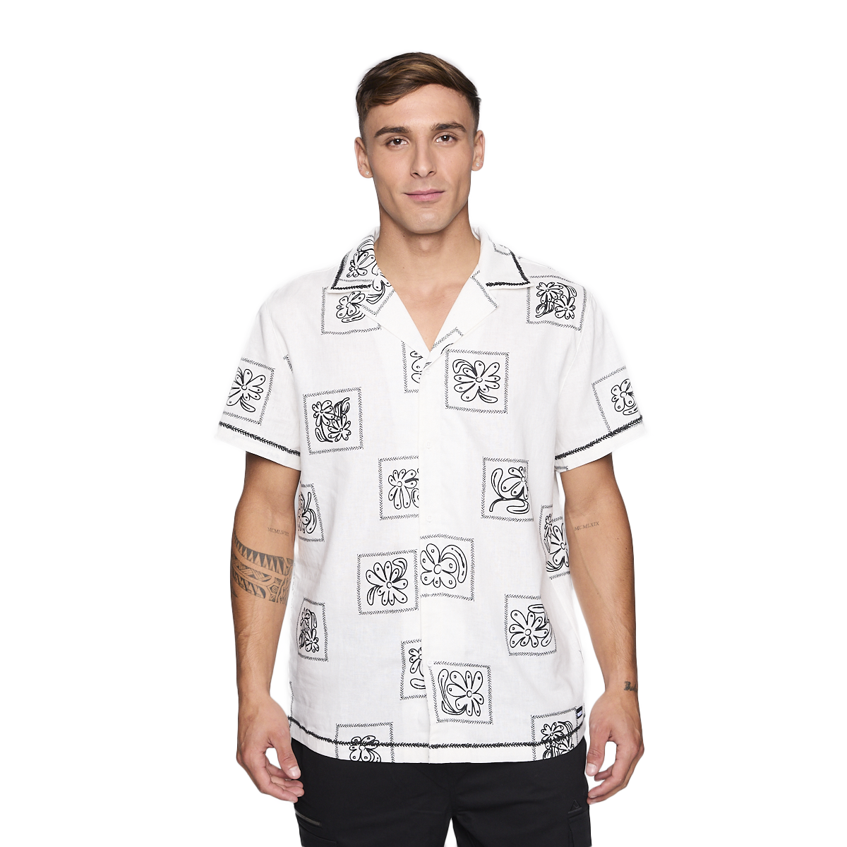 CAMISA REEF MEN BEIGE DISEÑOS NEGRO - 1