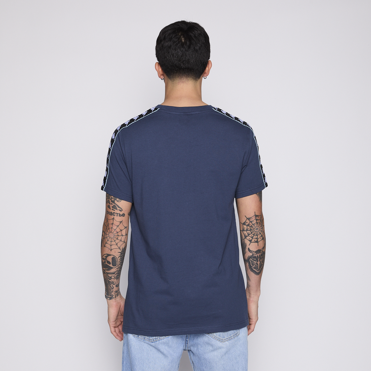 POLERA KAPPA MEN BANDA PETROL BLUE LOGO FRONT WHITE - 3