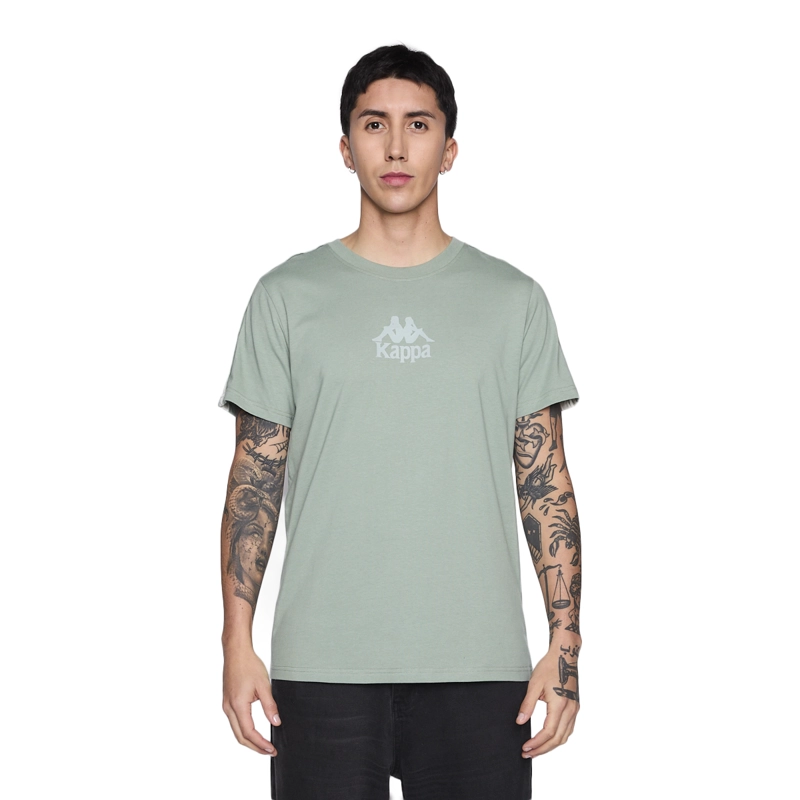 POLERA KAPPA MEN BANDA GREEN LOGO FRONT WHITE - 1