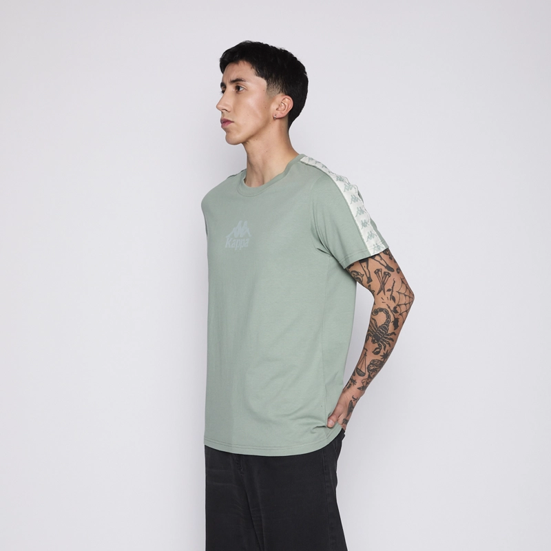 POLERA KAPPA MEN BANDA GREEN LOGO FRONT WHITE - 4