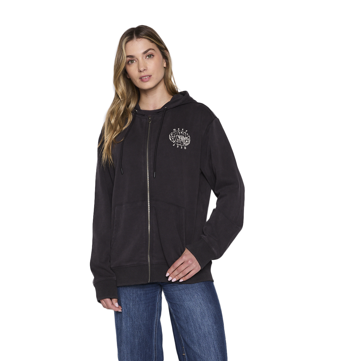 POLERON REEF WOMEN FULL ZIPPER BLACK CHASING SUN - 1