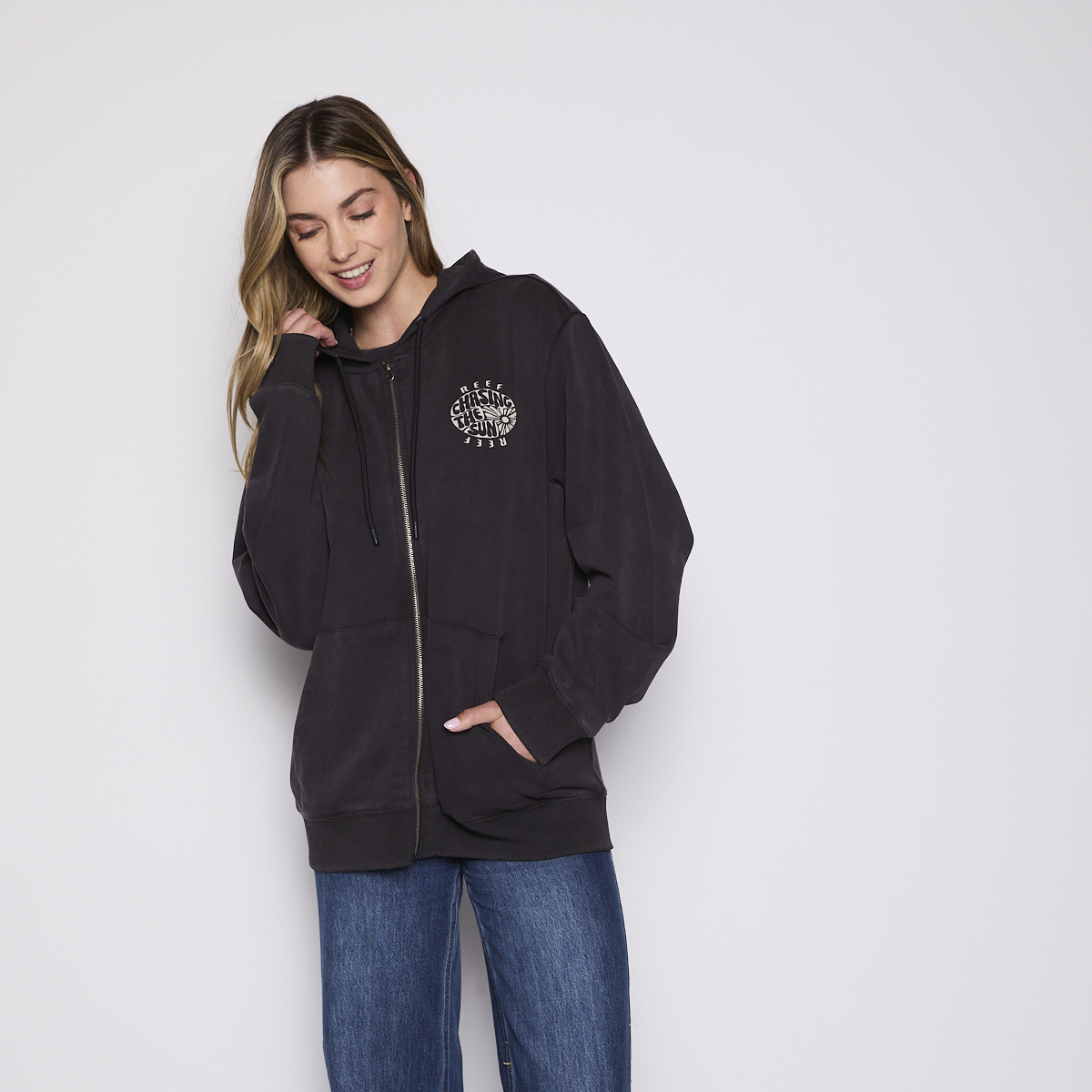 POLERON REEF WOMEN FULL ZIPPER BLACK CHASING SUN - 4