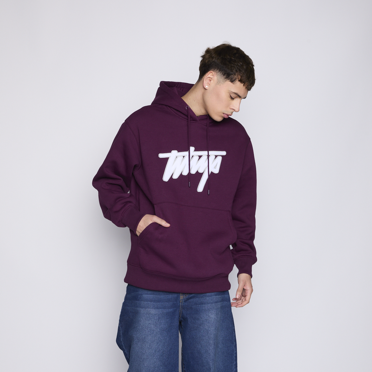 POLERON WHATUP HOMBRE HOODIE PURPLE WHITE - 3