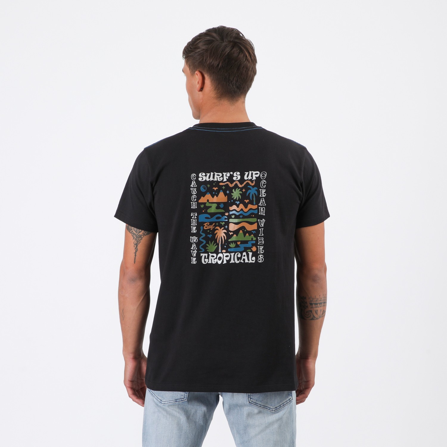 POLERA REEF MEN SURFS UP BLACK - 1