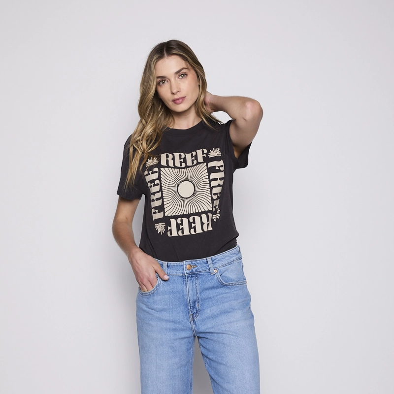 POLERA REEF WOMEN BLACK BEIGE - 2