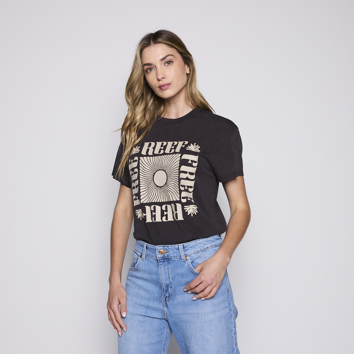 POLERA REEF WOMEN BLACK BEIGE - 3