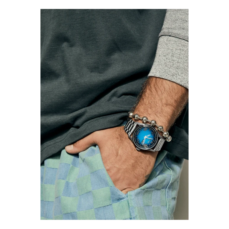 RELOJ NIXON SENTRY FISHEYE SILVER BLUE - 6