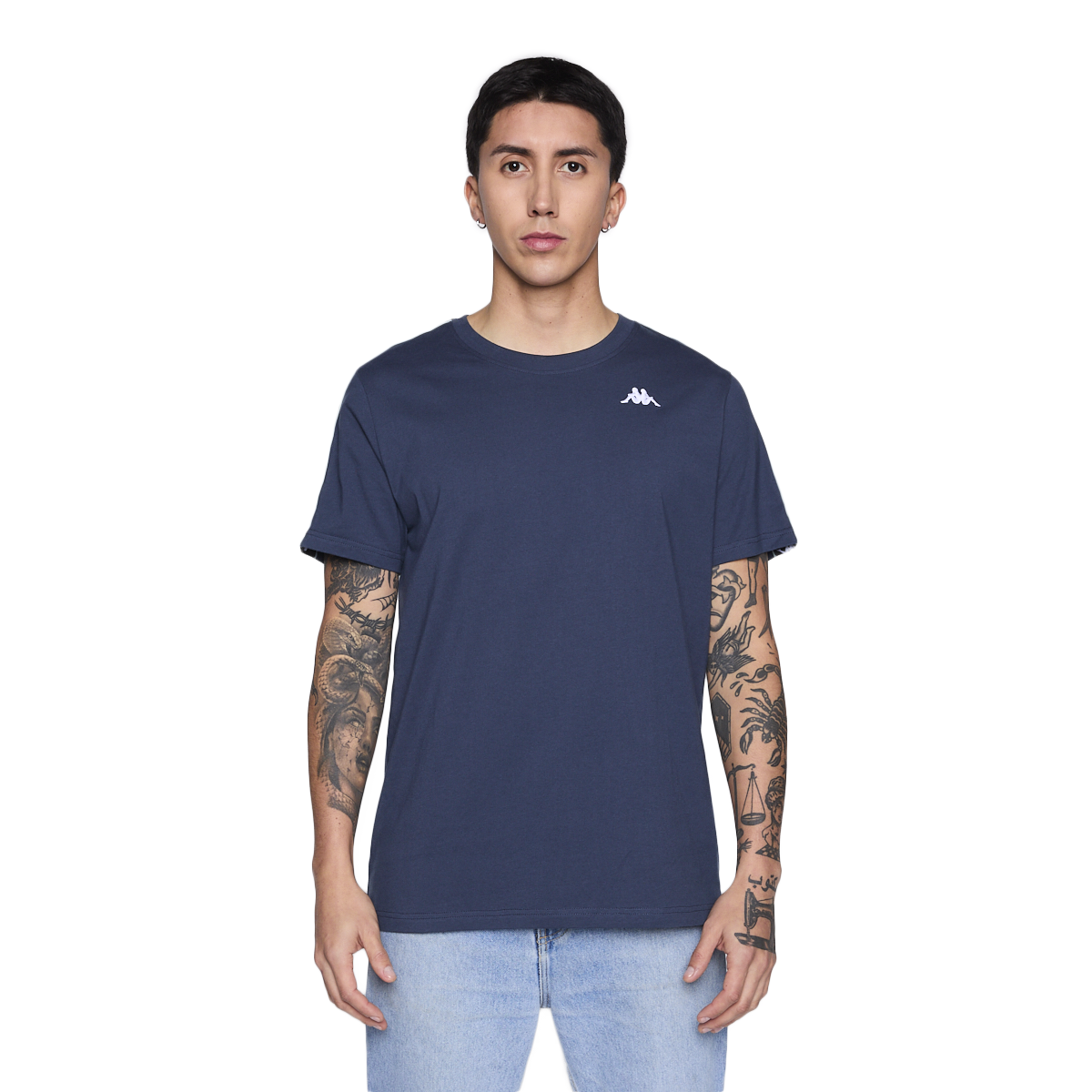 POLERA KAPPA MEN BANDA PETROL BLUE LOGO WHITE BLACK - 1