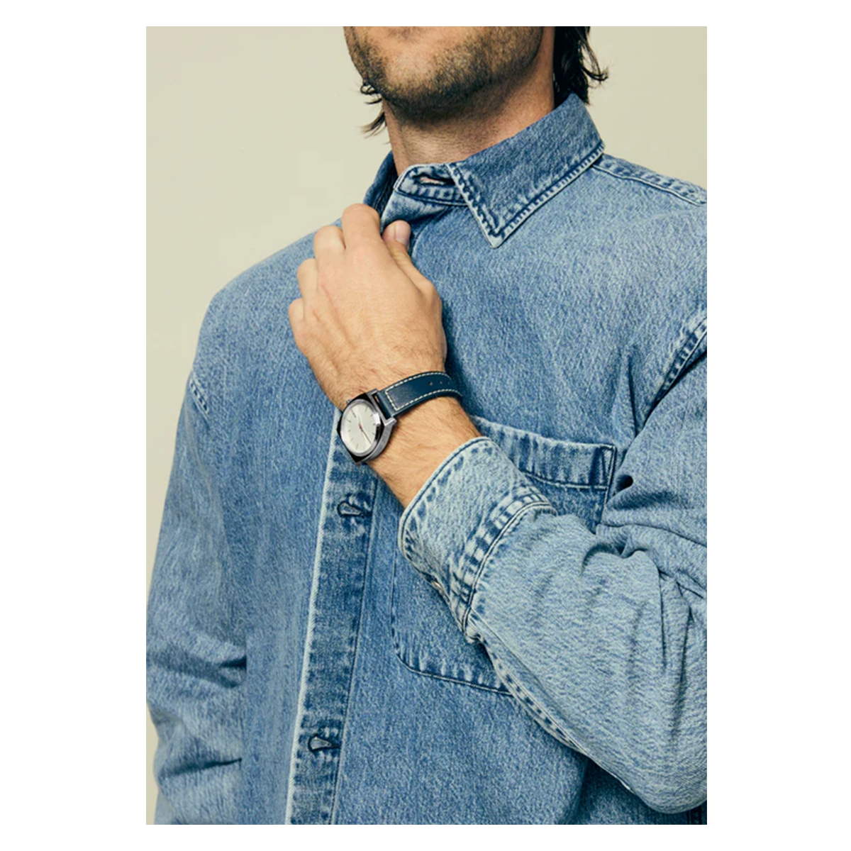 RELOJ TIME TELLER LEATHER SILVER CLOUD INDIGO - 6