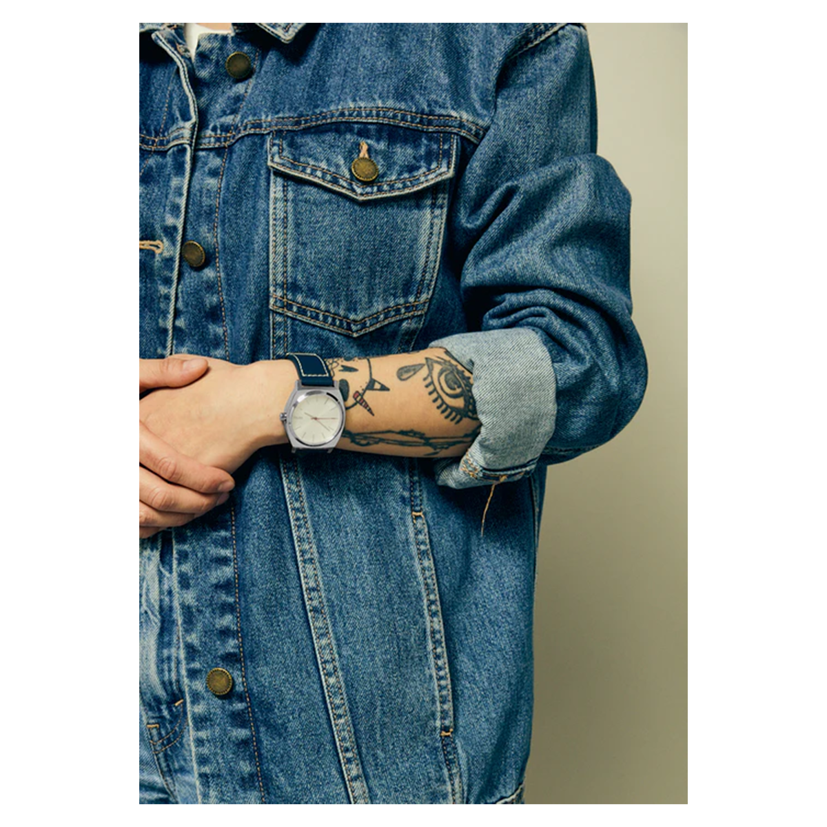 RELOJ TIME TELLER LEATHER SILVER CLOUD INDIGO - 7