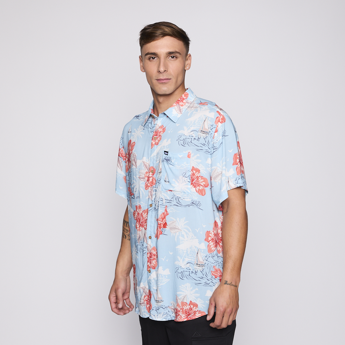 CAMISA REEF MEN FLOREADA CELESTE - 2