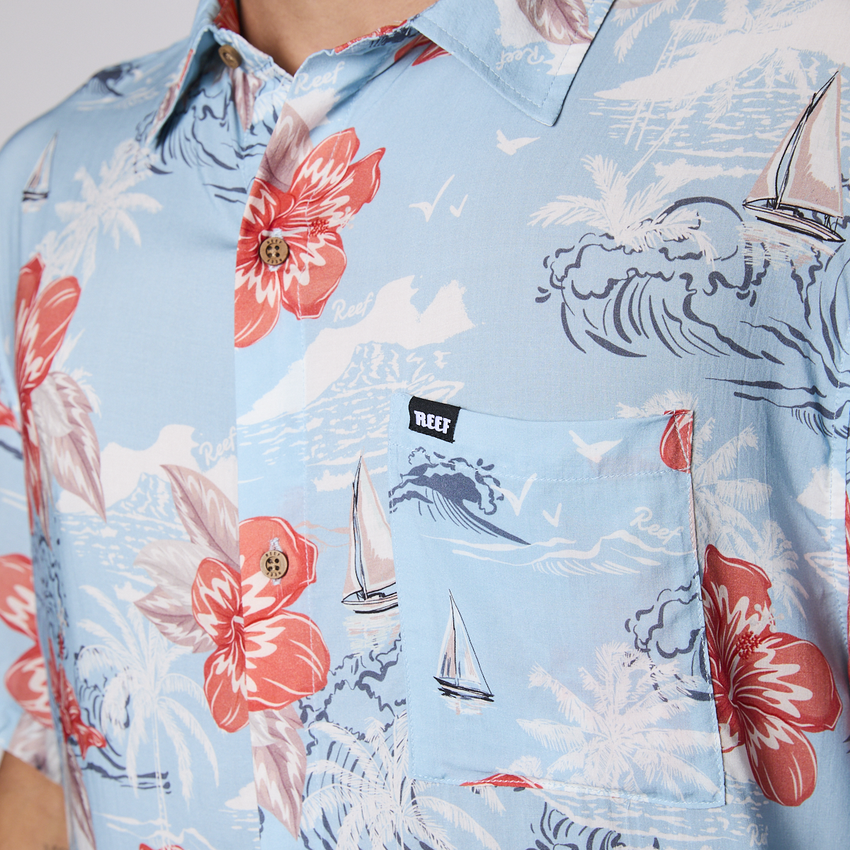 CAMISA REEF MEN FLOREADA CELESTE - 5