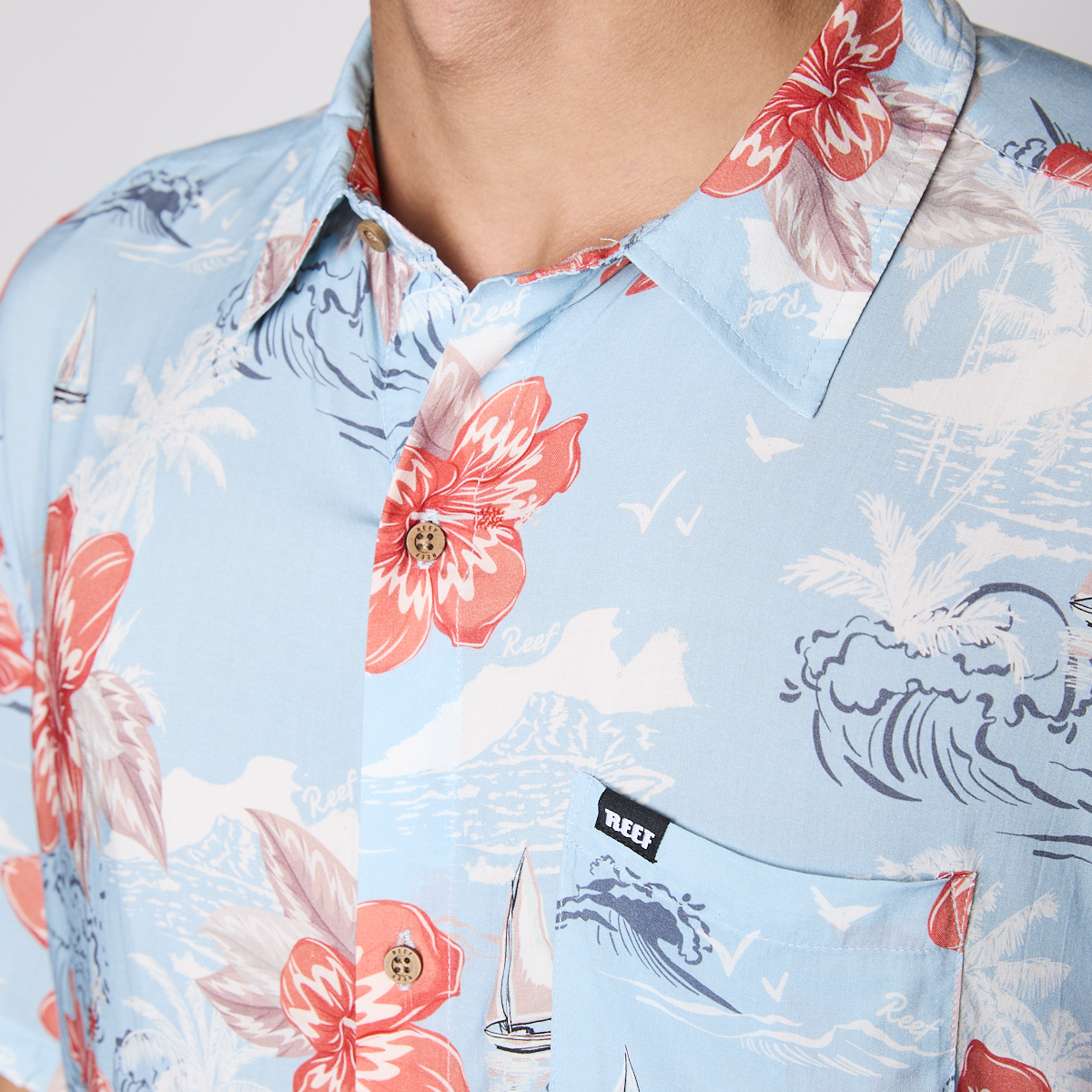 CAMISA REEF MEN FLOREADA CELESTE - 6