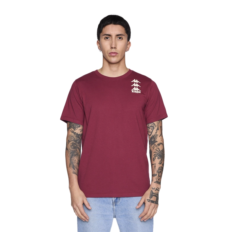 POLERA KAPPA MEN BURGUNDY TINY LOGO WHITE - 1