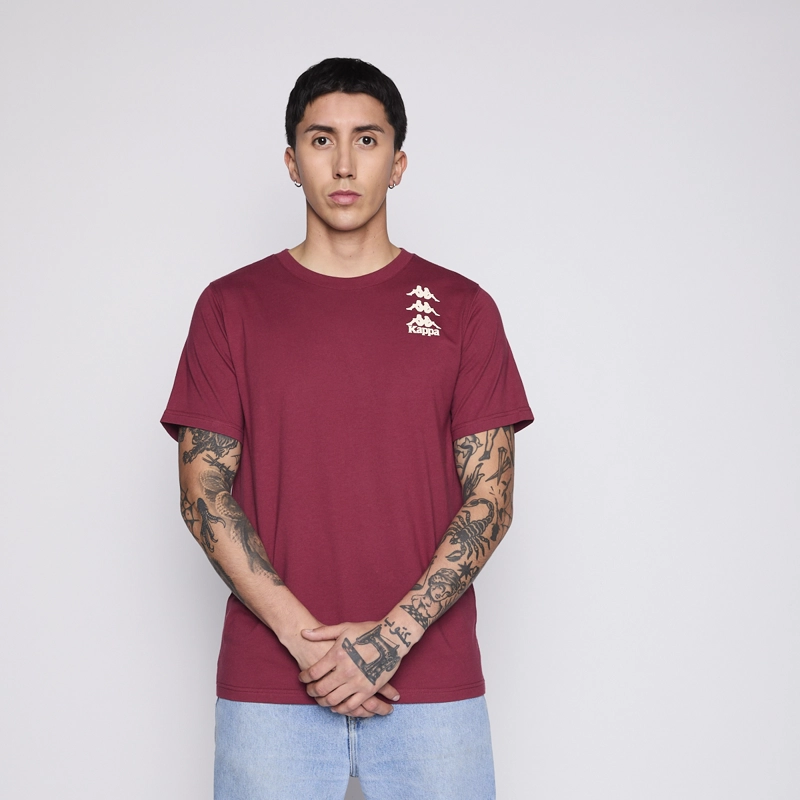 POLERA KAPPA MEN BURGUNDY TINY LOGO WHITE - 4