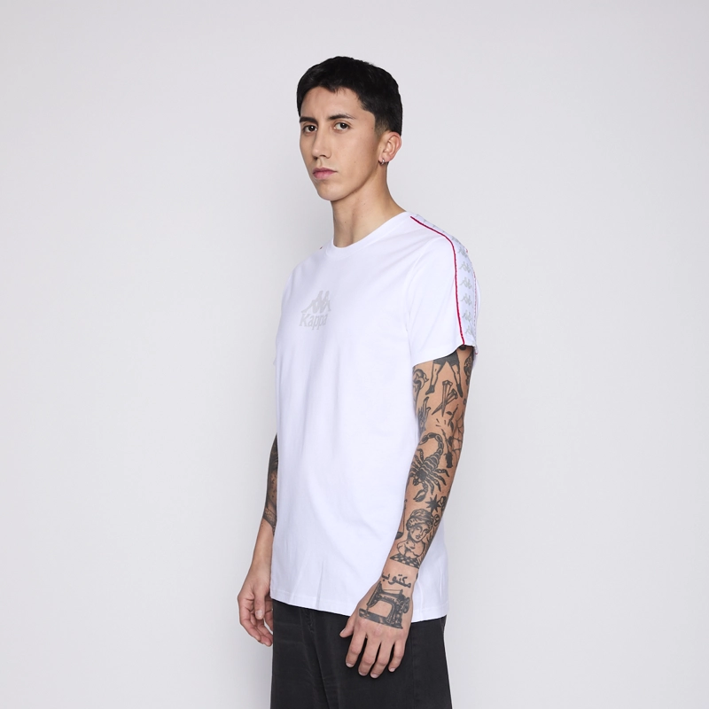 POLERA KAPPA MEN BANDA WHITE LOGO FRONT GREY - 2