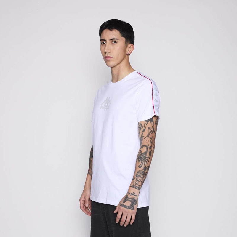 POLERA KAPPA MEN BANDA WHITE LOGO FRONT GREY - 3