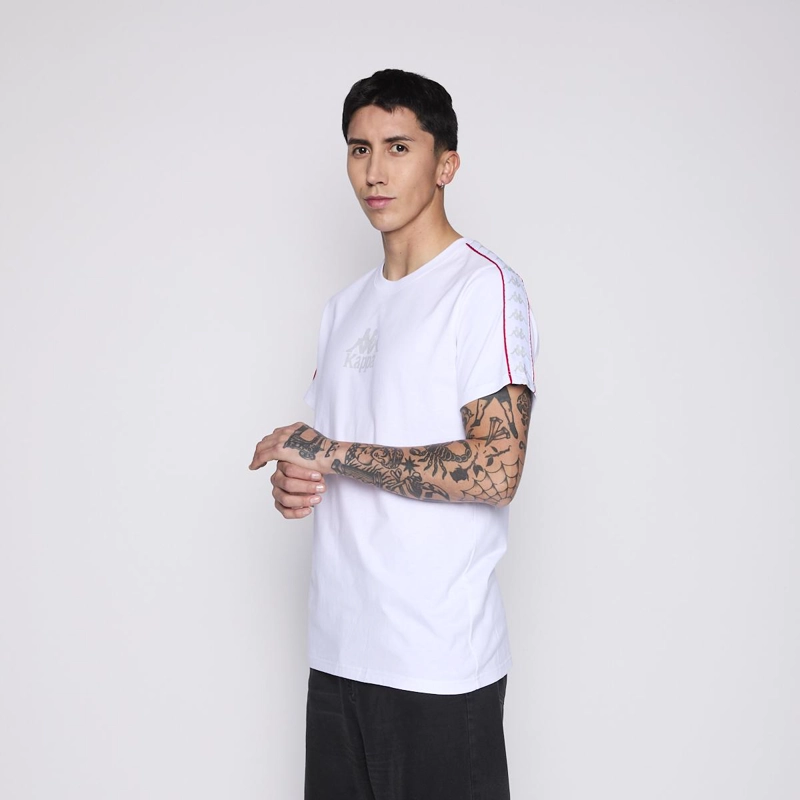 POLERA KAPPA MEN BANDA WHITE LOGO FRONT GREY - 4