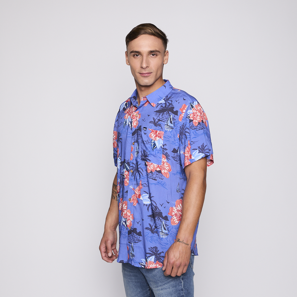 CAMISA REEF MEN FLOREADA AZUL - 2