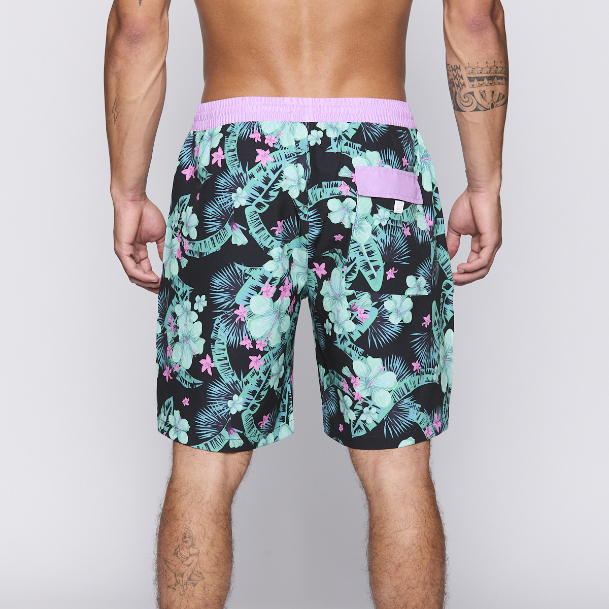 TRAJE DE BAÑO REEF MEN BLACK PINK FLOWERS - 3