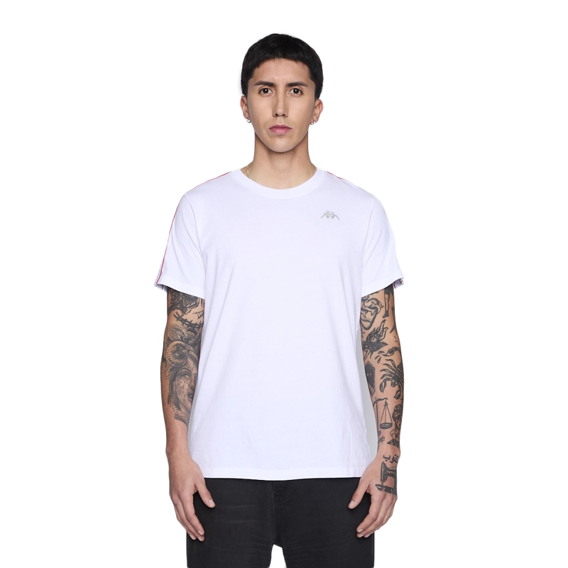 POLERA KAPPA MEN BANDA WHITE LOGO GREY - 1