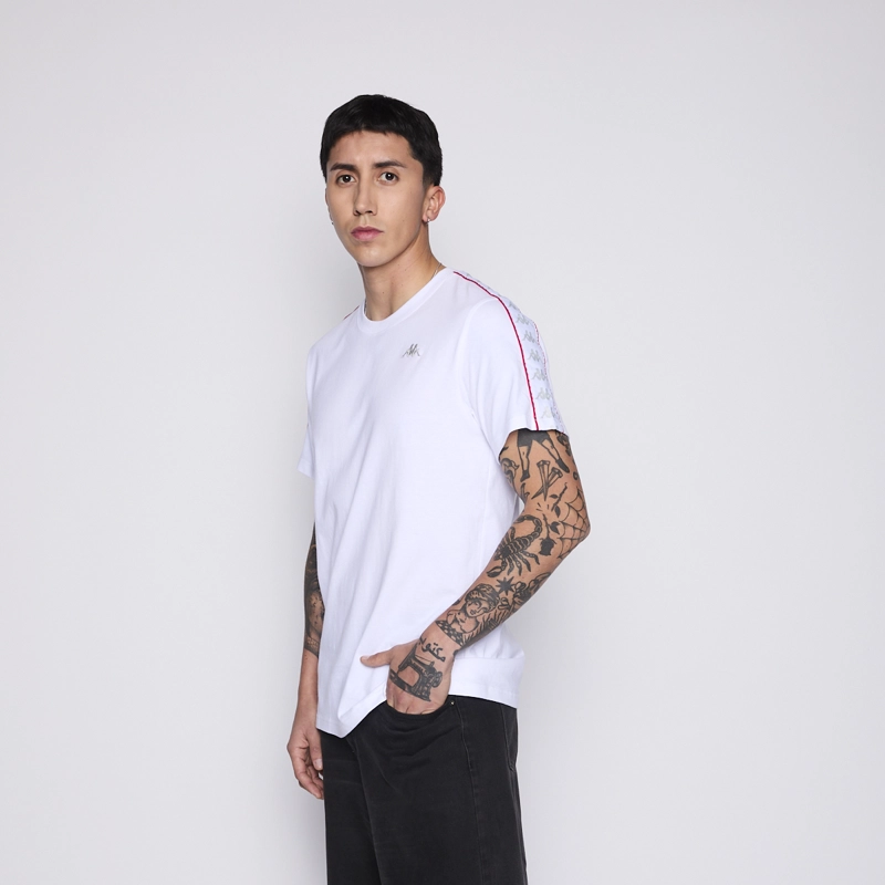 POLERA KAPPA MEN BANDA WHITE LOGO GREY - 4