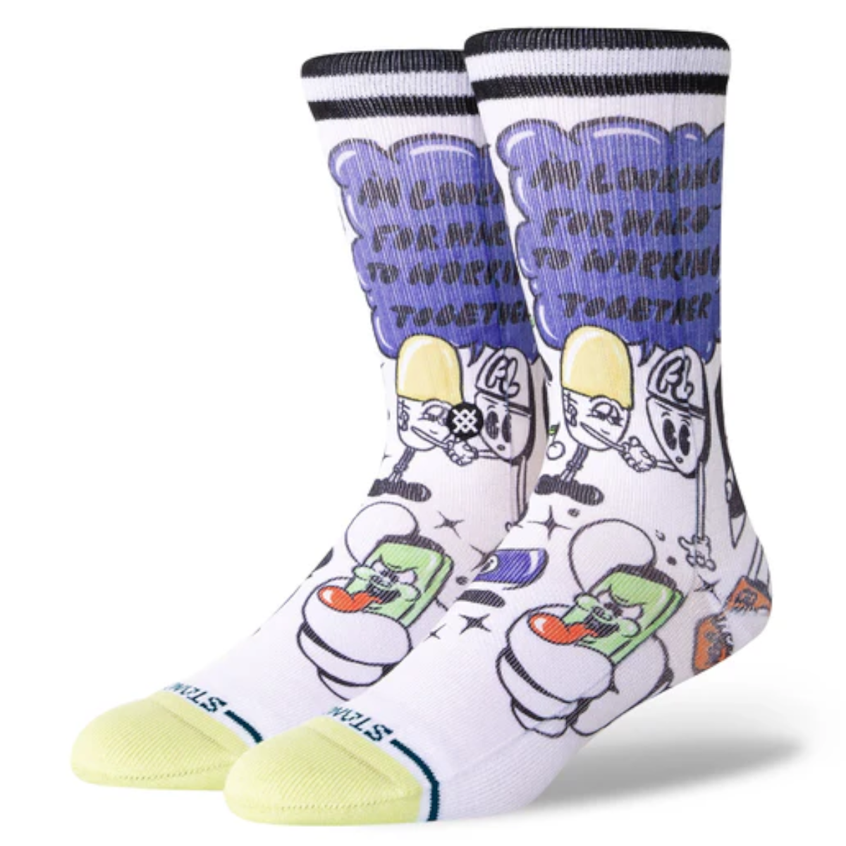 STANCE SOCK DAILY DANGER CREW WHITE - 1