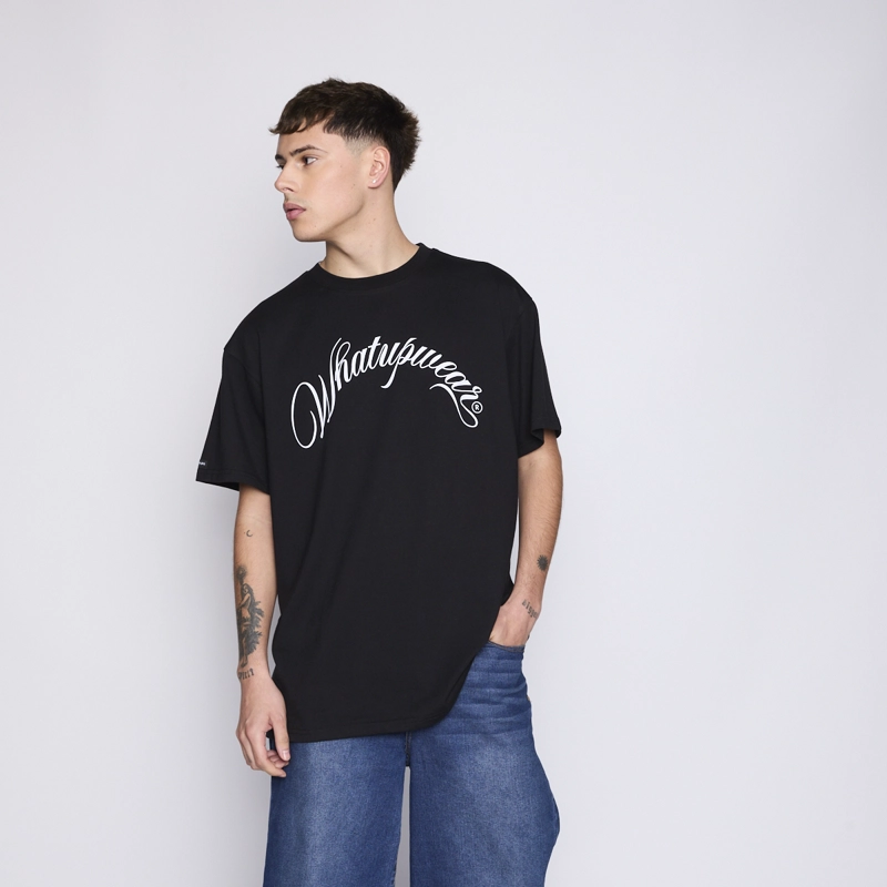 POLERA WHATUP HOMBRE BLACK HANDWRITTEN WHITE - 3