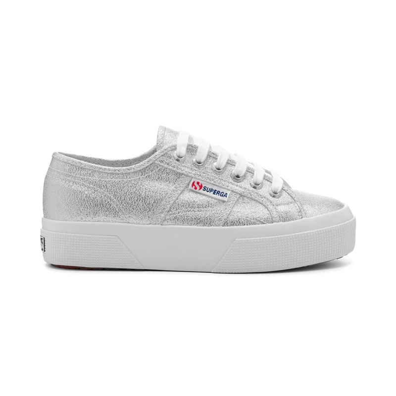 ZAPATILLA SUPERGA WOMEN 2740 PLATFORM LAME GREY SILVER - 1