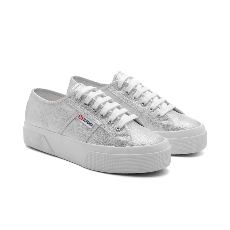 ZAPATILLA SUPERGA WOMEN 2740 PLATFORM LAME GREY SILVER - 2