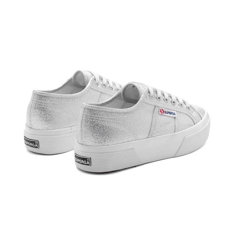ZAPATILLA SUPERGA WOMEN 2740 PLATFORM LAME GREY SILVER - 3