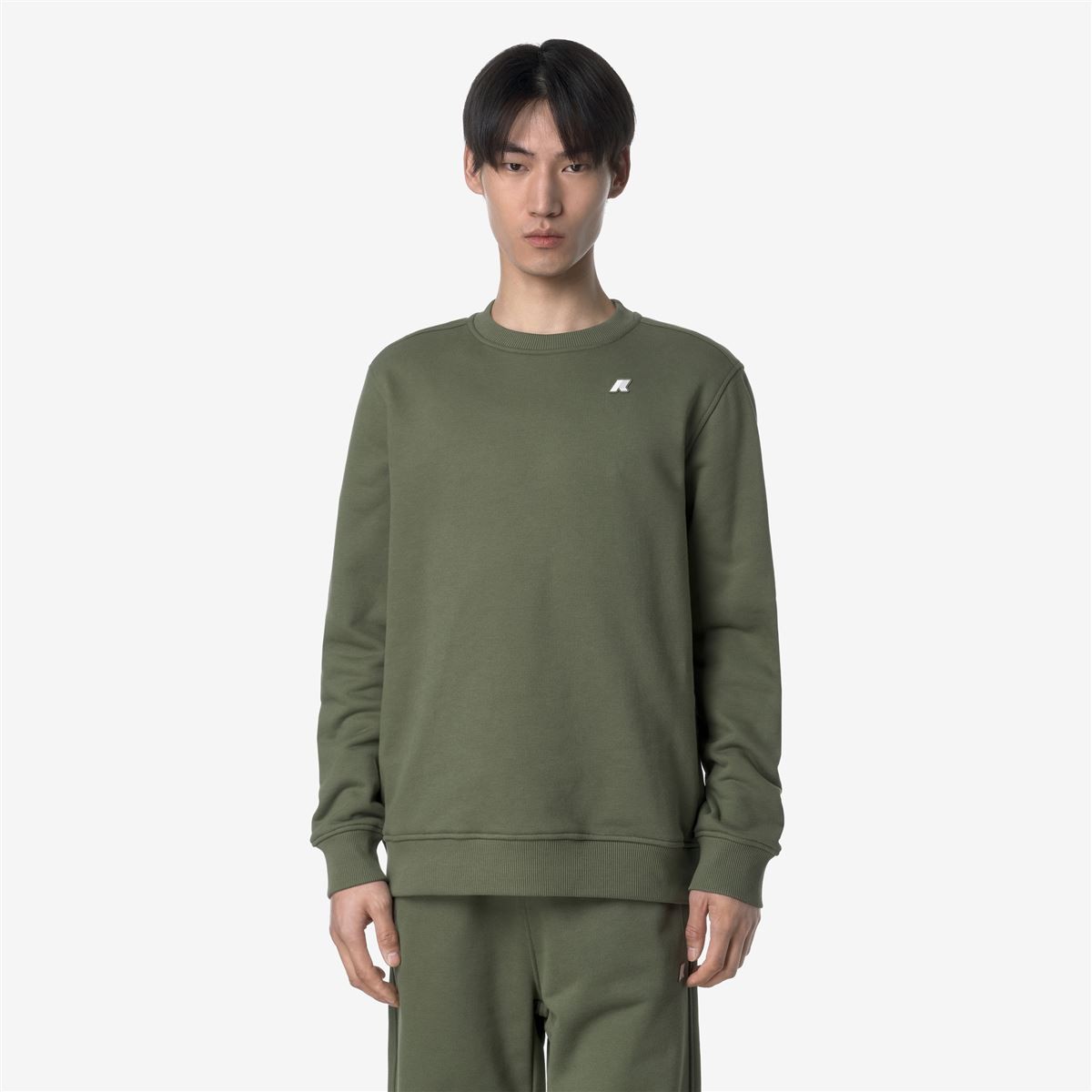POLERON K-WAY MEN BAPTISTE FRENCH TERRY GREEN LICHEN - 1