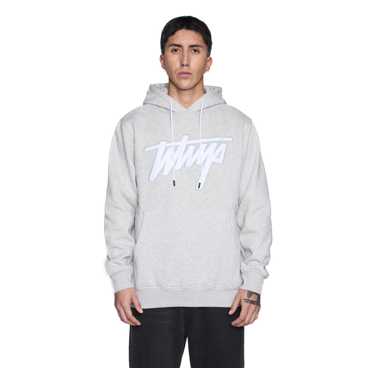 POLERON WHATUP HOMBRE HOODIE LOGO GREY - 1