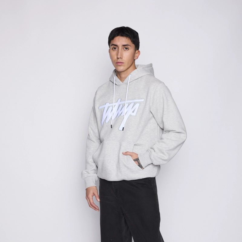 POLERON WHATUP HOMBRE HOODIE LOGO GREY - 3