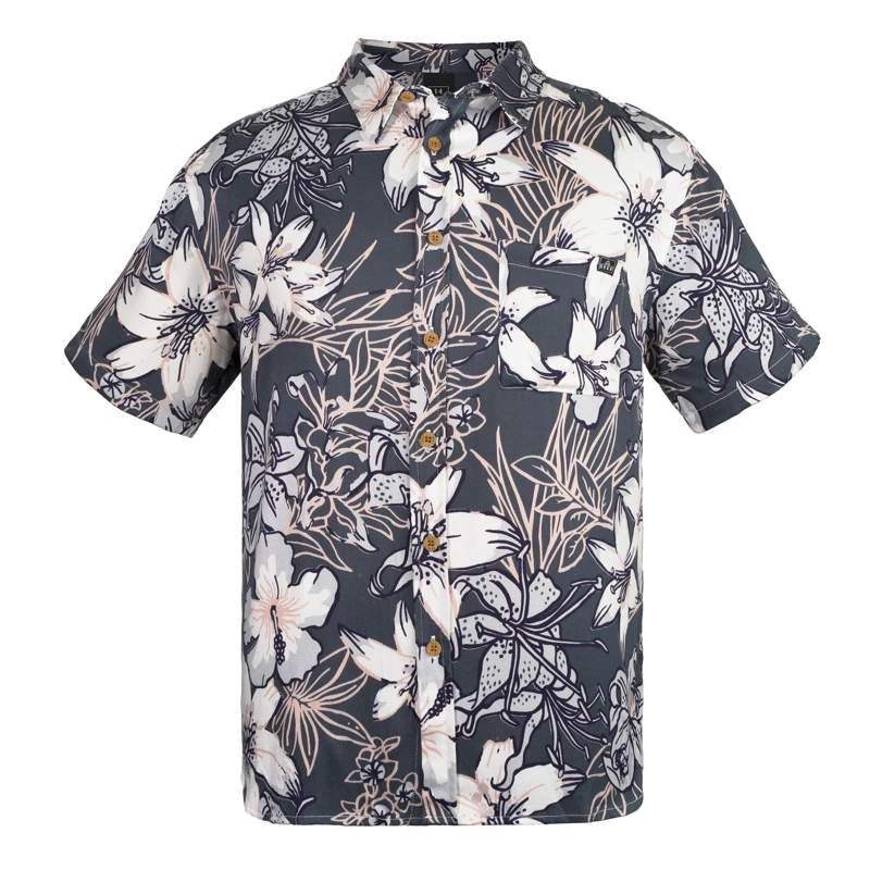 CAMISA NIÑO REEF FLORES BLANCAS GRIS OSCURO - 1