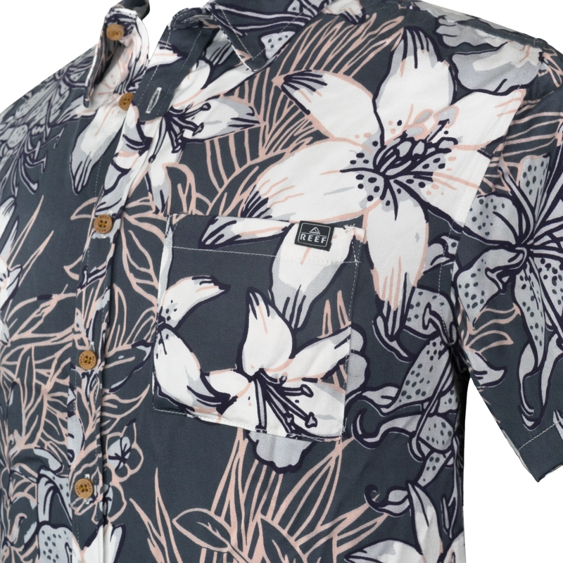 CAMISA NIÑO REEF FLORES BLANCAS GRIS OSCURO - 3